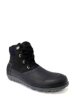 Bogs Men's Casual Rain Boots Size 9 Black Waterproof Lace-up Ankle Short EUC